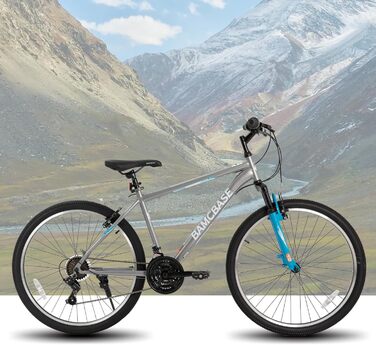 Гірський велосипед HILAND BAMCBASE 26/27,5/29 дюймів, високоміцна сталева рама, 21-швидкісний гірський велосипед, V-подібне гальмо Hardtail MTB для чоловіків та жінок, чорний/синій/сірий, 29 дюймів