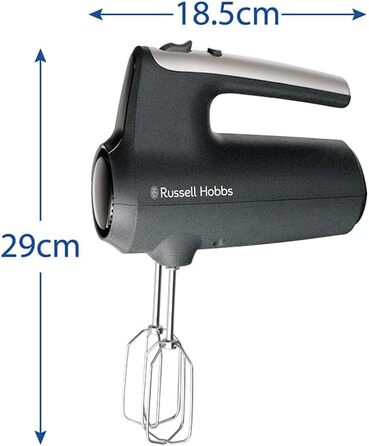 Ручний міксер Russell Hobbs (електричний ручний міксер для випічки, 5 швидкостей турборежим, віночки та гаки для тіста, які можна