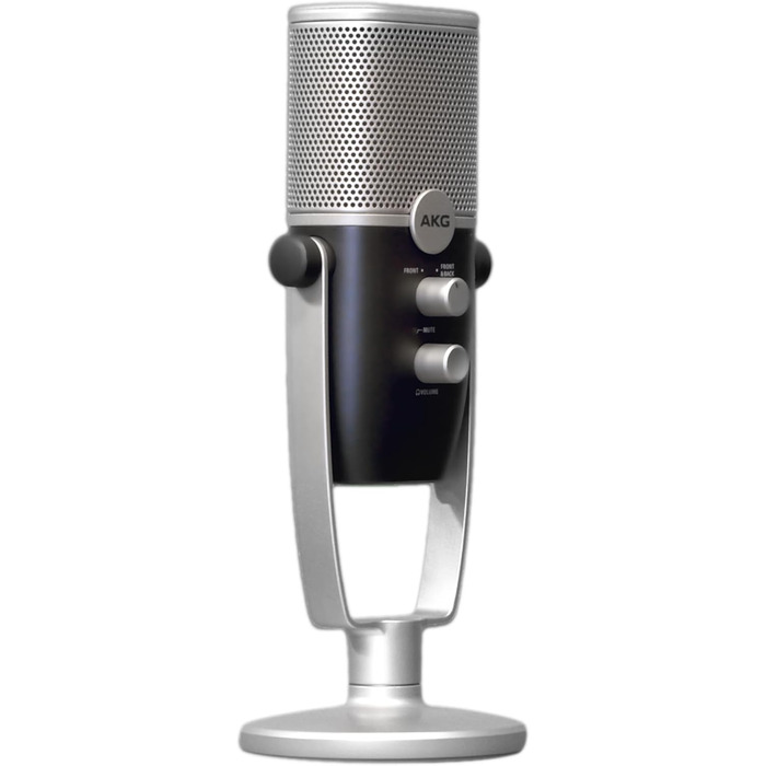 Професійний USB-C конденсаторний мікрофон AKG Pro Audio Ara два режими захоплення звуку для подкастингу, влогінгу, геймінгу та стрімінгу, синій та сріблястий