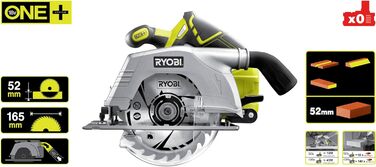Акумуляторна портативна циркулярна пила RYOBI 18 V ONE R18CS-0 (отвір ø 16 мм, глибина різання до 52 мм, частота обертання на холо