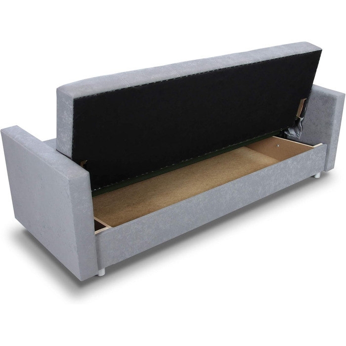 Розкладний диван Suedine Dave - Диван з функцією сну та ящиком для зберігання речей, ліжко, вибір кольорів, розкладний диван, диван від виробника, клік-клак (Сірий (Suedine 06))