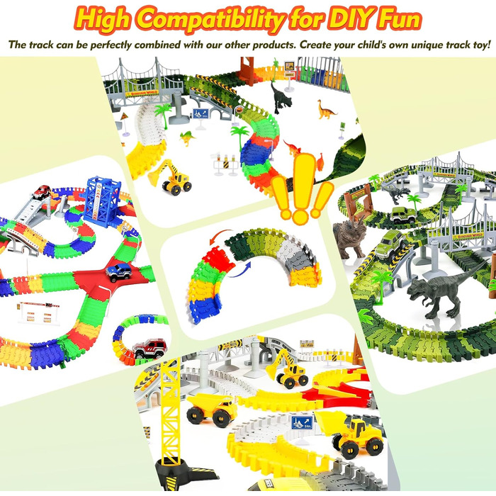 Автомобільна гоночна траса для дітей з 2 іграшковими машинками, дитячі іграшки від 2 3 4 5 6 7 років хлопчика, 309 шт. Автомобільн