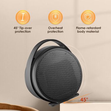 Енергозберігаючий електричний вентилятор-обігрівач, керамічний вентилятор-обігрівач PTC потужністю 1000 Вт, невеликий електричний обігрівач, термостат, захист від перегріву та перекидання, 2 режими, електричний обігрівач для вітальні, спальні, офісу