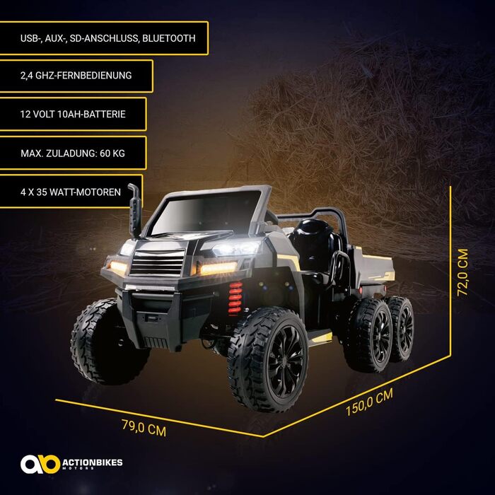 Дитячий електромобіль A730 UTV 4 x 35 Вт двигун - 2-місний - 12 Вольт 10AH - Тверді шини Eva - Пульт дистанційного керування 2.4 Г