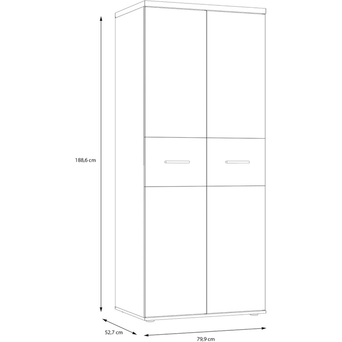 Гардероб Forte WINNIE 80, сучасна шафа, дитяча шафа, спальня, скандинавський стиль, 2-дверна, декор дуба сонома/білий, 80 см завширшки x 189 см заввишки x 53 см завглибшки