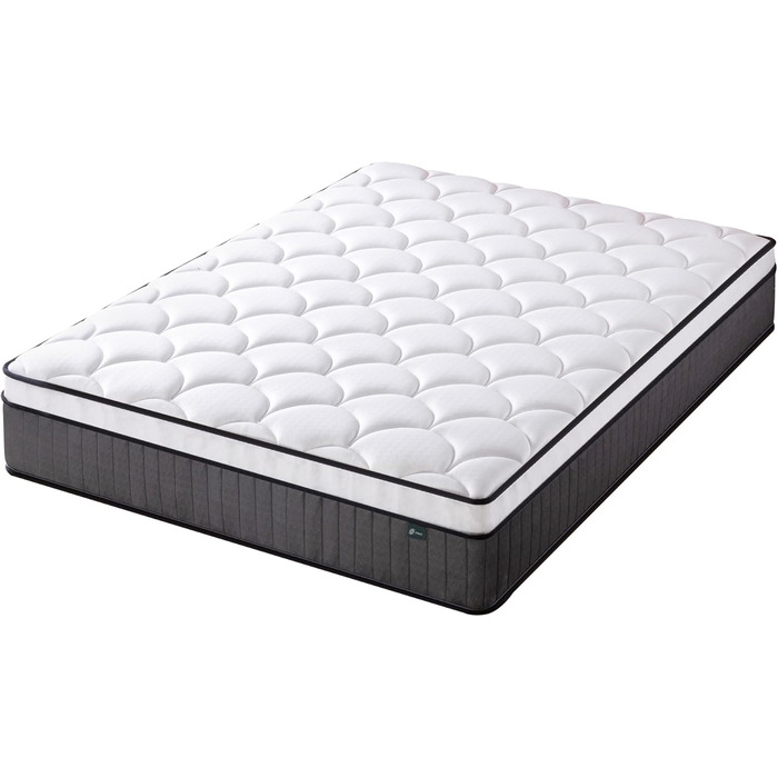 Гібридний пружинний матрац Zinus Hybrid 140x200 см - Рівень жорсткості H2/H3 - Висота 25 см - Охолоджувальний ергономічний матрац з піни з ефектом пам&39яті - Сертифіковано Oeko-TEX - Виготовлено відповідно до німецьких стандартів якості, висота 25 см. Гі