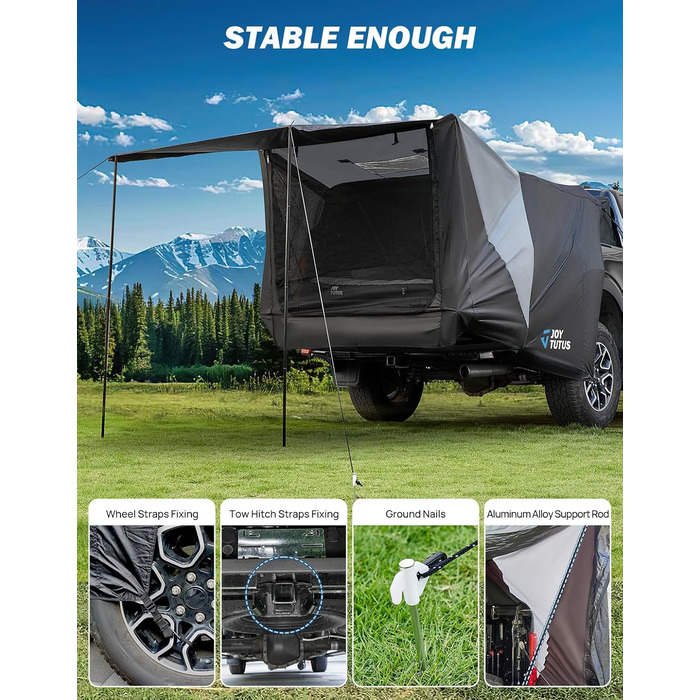 Намет для задньої двері пікапа JOYTUTUS повного розміру, розширювач кузова для пікапів з жорстким або м'яким тентом