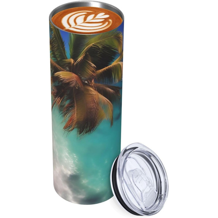 Кухоль з прямою трубочкою, дизайн Карибських островів, дорожній кухоль, підходить для кемпінгу, офісу та дому, 590 мл