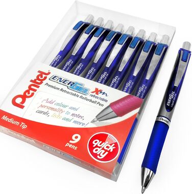 Гелева ручка Pentel EnerGel BL80, висувна, 1,0 мм, 54 перероблена, 9 шт. , синє чорнило