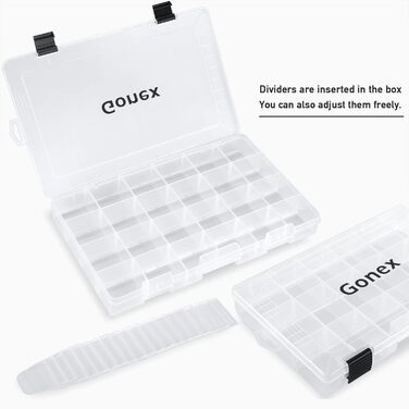 Ящики для рибальських снастей Gonex, 3/4 шт., прозорий пластиковий рибальський ящик з регульованими роздільниками для рибальських аксесуарів, рибальський чохол, сітка 18/24, 4 шт., 3700 (35,5x22x4,6 см)