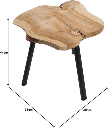 Журнальний столик з тикового дерева 44 см Табурет Коричневий Чорний Тумбочка з масиву дерева Декоративний столик Унікальна стільниця з тикового дерева різних форм Диванний столик Вітальня Спальня