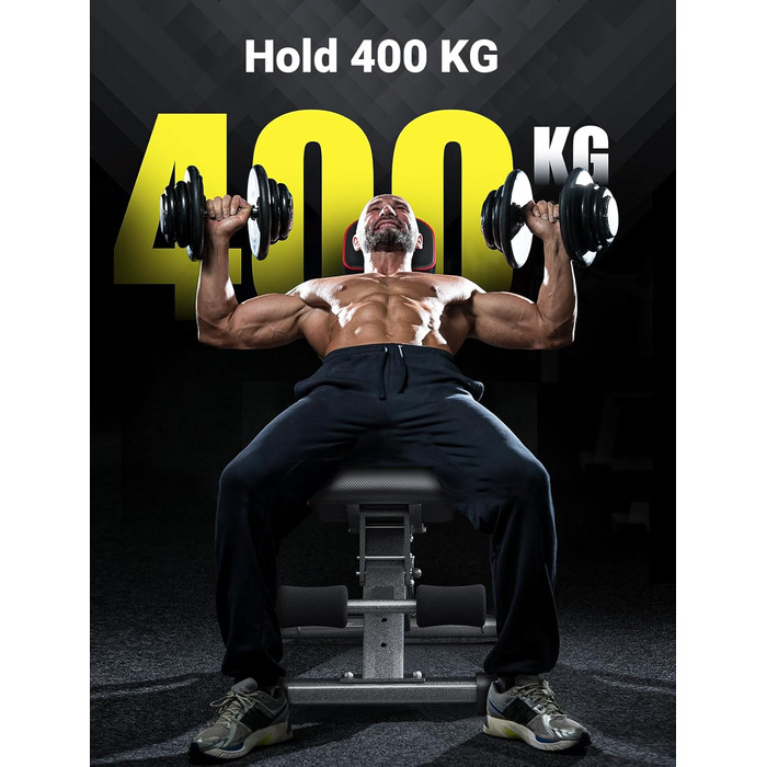 Складана силова лава YOLEO 400 кг для професійних силових тренувань, похила силова лава, краще підходить для професіоналів, регульована спинка в 10 положеннях / сидіння та підставка для ніг в 3 положеннях