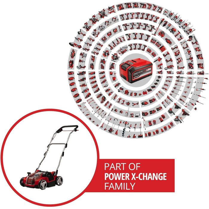 Аератор-садовий пилосос GE-SC 36/35 Li-Solo Power X-Change (36 В, ширина захвату 35 см, безщітковий двигун, вал з 16 ножами, складана ручка керування, без акумулятора) без валу-щітки та мішка для збору сміття