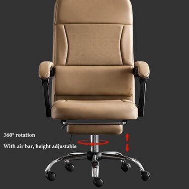 Офісне крісло з високою спинкою, ергономічні шкіряні крісла з подушкою сидіння, крісло з кутом відкидання 135 та поперековою опорою, поворотні крісла з регулюванням висоти (білий, B) Білий B