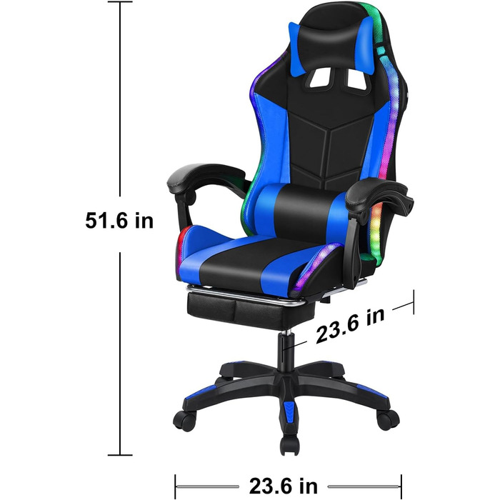 Ігрове крісло для ПК, офісне крісло, стілець для столу, зручне комп&39ютерне крісло, крісло для відстеження гравців із латексною спинкою, сумісний з Bluetooth динамік, колеса, що обертаються на 360 градусів, пульт дистанційного керування для дітей, чорний