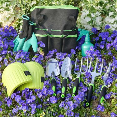Набір садових інструментів Gartenwerkzeug, 12 предметів міцний комплект для саду з довговічною садовою лопатою, килимком для пересадки рослин, сумкою для зберігання ідеальний подарунок для жінок, чоловіків та любителів садівництва