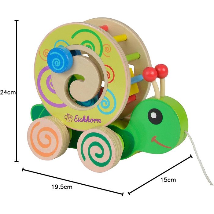 Звірятко Eichhorn 100002231, що тягнеться, з 4 різними вставними блоками, березова іграшка з рухом, для дітей від 1 року, розмір 1