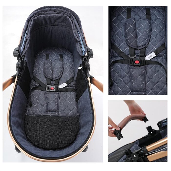 Коляска Gcarebb 3 в 1, коляска-тростина з автокріслом, складна портативна коляска в один клік, комбінована коляска з алюмінієвою р