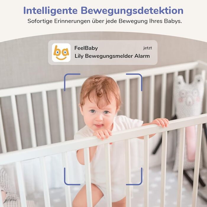 Радіоняня Jeeber 2K/3MP із камерою та додатком Без підписки, 5-дюймова відеоняня з нічним баченням HDR, виявлення плачу/руху/шуму,