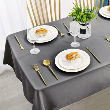 Світло-сіра скатертина 140x200 см Захист від плям Миється Миється водонепроникна скатертина Зовнішня скатертина для їдальні, саду,