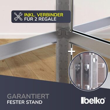 Посилений стелаж Belko, комплект з 2 шт. , стелажі для зберігання, 180 x 90 x 40 см, 2 шт. и, стелаж для підвалу, стелаж без болтів, стелаж для майстерні, вантажопідйомність до 875 кг, 24