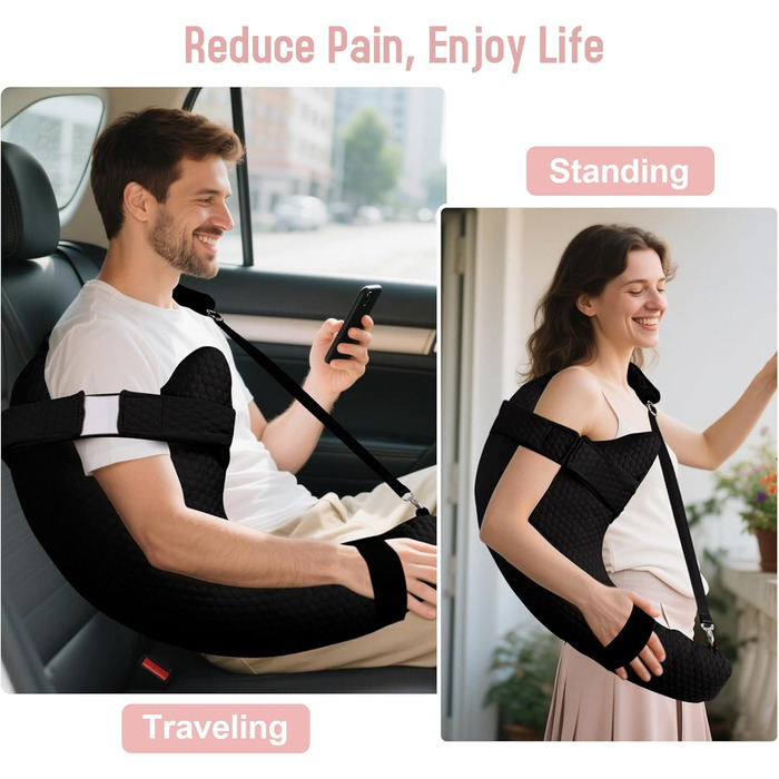 Подушка ротаторної манжети плеча, покращена подушка для підтримки плеча для полегшення симптому замороженого плеча, засіб для догляду після операції на руці, подушка для руки для знеболення при переломі руки, чорна