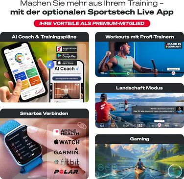 Домашній гребний тренажер з водонепроникним або магнітним опором, світлодіодним дисплеєм, сумісним із додатком Bluetooth, подвійною ковзною рейкою, тихий, ергономічний, тренування всього тіла, вертикальне зберігання, PROwer/WRX500 (чорний)