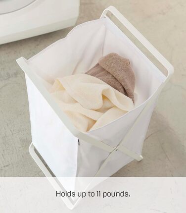 Кошик для білизни Yamazaki 2484 TOWER, білий, сталь/поліестер/поліпропілен, мінімалістичний, 30 x 36 x 64 см