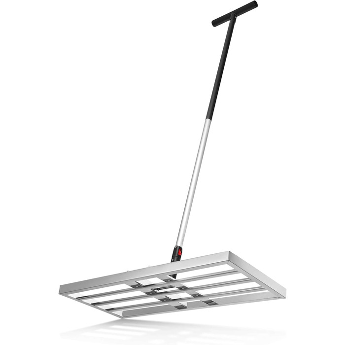 Гребінь для газону з нержавіючої сталі 75x35 см - професійний вирівнювач для газону з ручкою - для розрівнювання, підсипання піском та догляду - ергономічний інструмент для вирівнювання газону, що зберігає спину