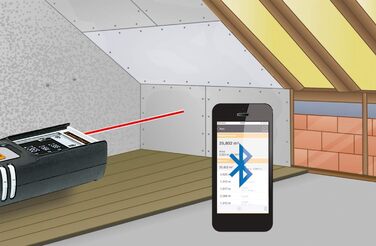 ЛАЗЕРЛАЙНЕР - DistanceMaster Compact Plus - Далекомір - Точне вимірювання довжини, площі та об'єму - Діапазон 40 м - Bluetooth - Захист на вулиці - Простий у використанні - Компактний