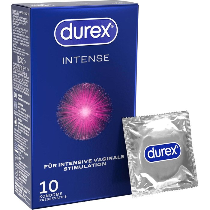 Презервативи Durex Intense, рифлені та з бульбашками, 10 шт