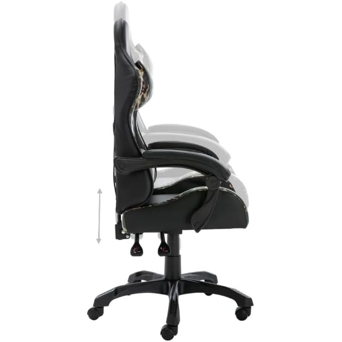 Елегантне ігрове крісло Ергономічне офісне крісло з підголівником та поперековою опорою - Ігрове крісло Офісне крісло, чорне та камуфляжне штучне шкіряне покриття