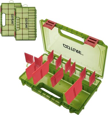 Прозора скринька для рибальських снастей з вимірювальною лінійкою, регульованими роздільниками та нековзними подвійними засувками для рибальських аксесуарів Ергономічна ручка (опціонально) з ручкою для перенесення, 2 шт. (27,5*18,5*4,2 см), 3600 -