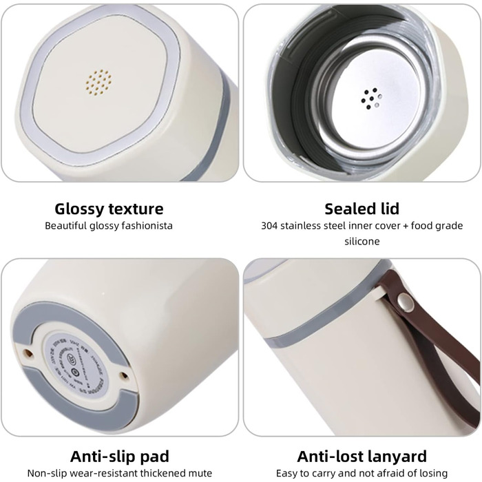 Чайник Дорожній чайник 12В 350мл Швидкий чайник Двошаровий термос з нержавіючої сталі для приготування молока, кави та чаю (80Вт ч