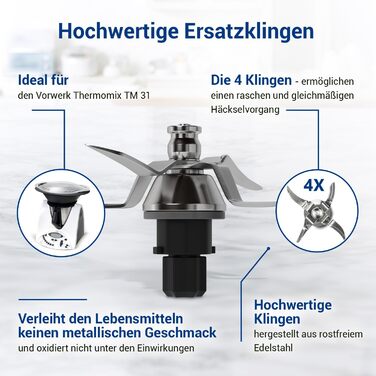 Ніж VIOKS Thermomix TM31 Заміна для Vorwerk Ніж з нержавіючої сталі Thermomix TM31 SUS420 - Кухонний комбайн TM31 Аксесуари Thermomix Vorwerk - Аксесуари Thermomix TM31 & Thermomix TM31 Запчастини Лезо блендера Tm31