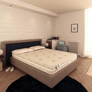 Ортопедичний пружинний матрац Baldiflex, висота 20 см, розмір 140 x 190 x 20 см, традиційні пружини Bonnell, чохол з алое вера з вентиляцією, гіпоалергенний, стійкий до кліщів, дихаючий