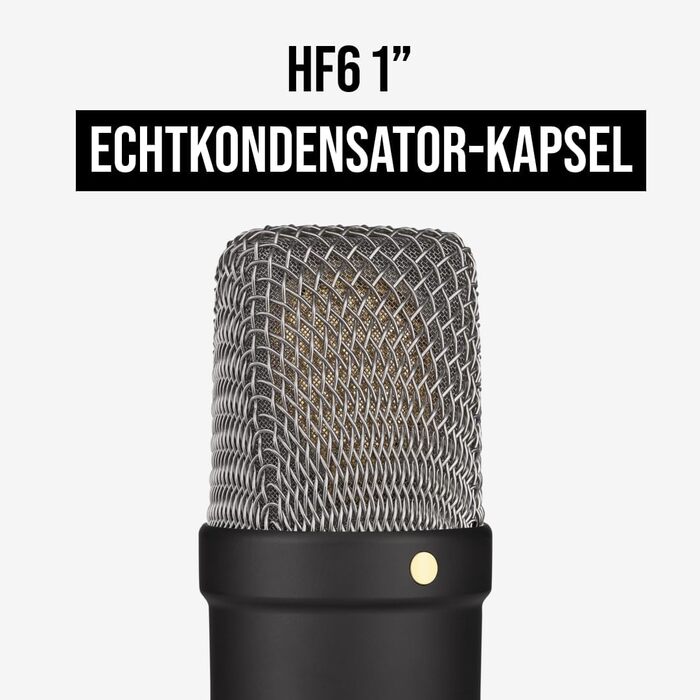 Конденсаторний мікрофон з великою діафрагмою RØDE NT1 Signature Series (з шокмаунтом, поп-фільтром та XLR-кабелем) для музичного виробництва, вокалу, стрімінгу та подкастингу, чорний
