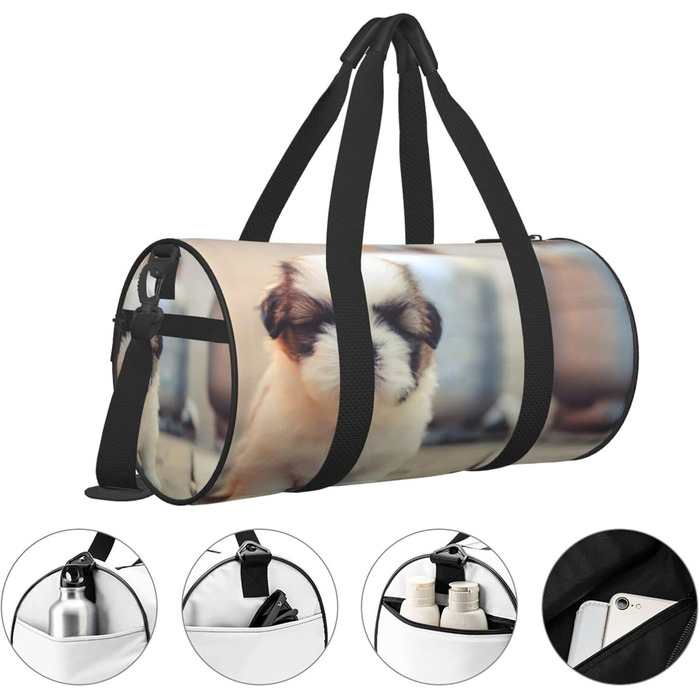 Біла та коричнева дорожня сумка-мішок, довговічна, спортивна сумка для чоловіків та жінок, ідеальна для цуценят, велика спортивна сумка