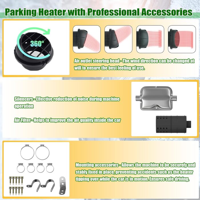 Дизельний паркувальний обігрівач потужністю 8 кВт, повітряний дизельний обігрівач 12 В з дистанційним керуванням, комплект повітряного дизельного обігрівача з РК-монітором та глушником, обігрівачі для будинків на колесах, автомобілів, вантажівок, будинків