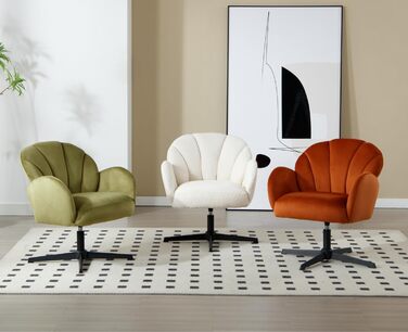 Крісло Chairus для вітальні, обертове м&39яке крісло з підлокітниками, штучне хутро, крісло-реклайнер, сучасне крісло, спальня, балкон (біле)