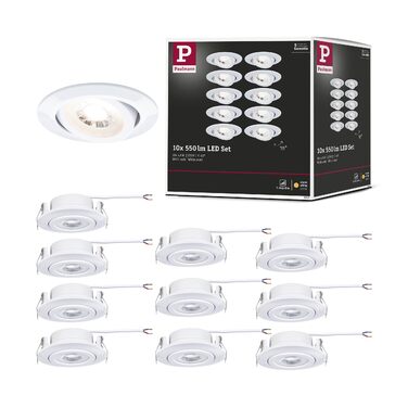 Набір вбудованих LED-світильників Paulmann 99995 (10 шт.), поворотні, 3-ступеневе димування, 82мм, 70, 10x4,8Вт, 10x450лм, 230В, 3000К, білий