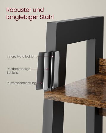 Полиця, 4-ярусна книжкова шафа, шафа для зберігання на ніжках, офіс, вітальня, спальня, кухня, індустріальний стиль, коричневий/чорний LLS054X01 Рустикальний коричневий чорний 34 x 56 x 137,5 см