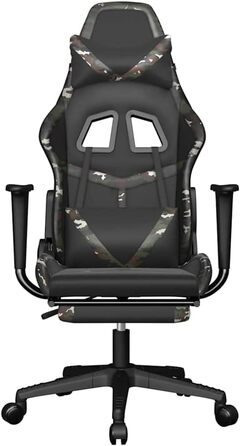 Геймерське крісло з функцією масажу та підставкою для ніг з чорної камуфляжної штучної шкіри, регульована висота спинки, функція повороту на 360 градусів, ергономічне офісне крісло з USB-портом, 37 x 45 см (Ш x Г), різнокольорове