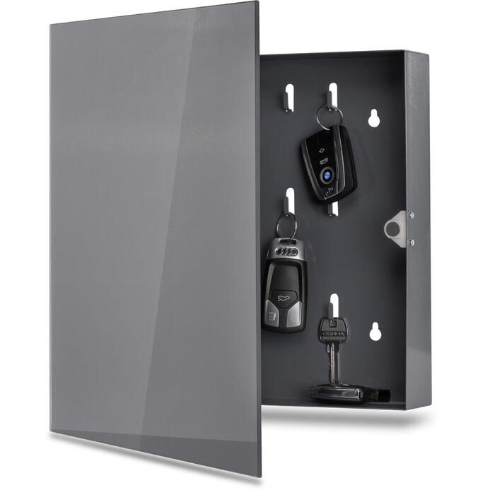 Скринька для ключів Bonsport зі скляною магнітною дошкою - дошка для пам&39яток, включаючи 6 магнітів - ідеально підходить для коридору, вхідної зони, офісу - 33x33x6,8 см - антрацит