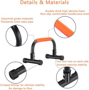 Нековзні паралети, сталеві перекладини для стійки на руках середньої ваги, ручки 42 см, обладнання для калістеніки для домашнього фітнесу, стійки на руках та віджимання