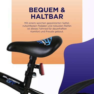 Дитячий велосипед Volare Super GT Blau 12 35 років 2 ручних гальма, знімні бічні колеса, захист ланцюга та світловідбивачі Регульоване сідло Подарунок для дівчаток та хлопчиків