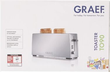 Тостер Graef Long Slot TO 90, нержавіюча сталь, срібло одинарний