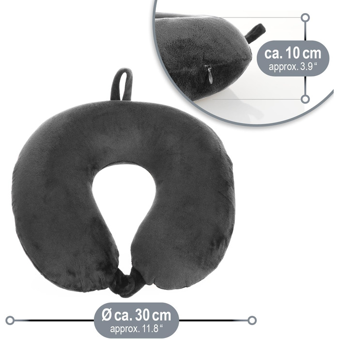 Преміум подушки для шиї - Подушки для підтримки шиї з піною з ефектом пам&39яті - Подушки для шиї для дорослих - Оксамитова м&39яка дорожня подушка для літака, автомобіля, поїзда, корабля та автобуса - Снодійний засіб, 2 шт., сірий чорний, 2 шт.