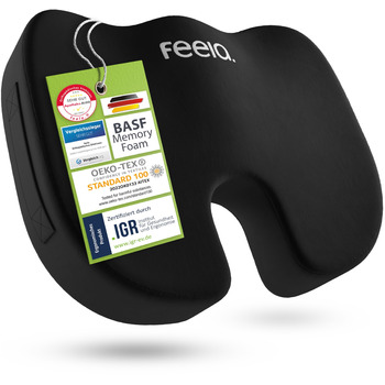 Ортопедична подушка для сидіння feela. 3 рівні жорсткості ПЕРЕМОЖЕЦЬ ТЕСТУ Ергономічна подушка для сидіння для офісного крісла та автомобіля Знеболює, полегшує стан куприка, забезпечує комфорт під час сидіння та сприяє кровообігу (Жорстка) Жорстка (80-110