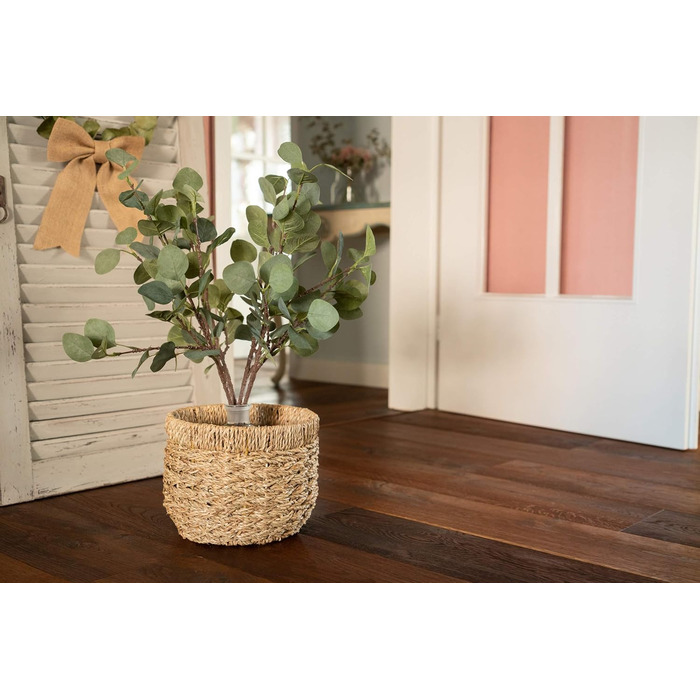 Круглий плетений кошик для зберігання Decorasian, виготовлений з екологічно чистої морської трави - діаметр 25 см, натуральний колір